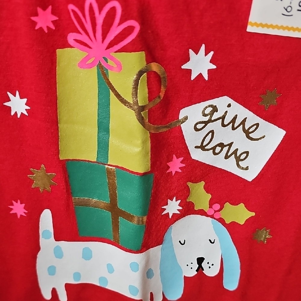 Cat & Jack NWT Girls Red Long Sleeve Shirt with Dog Print Size 6/6X - Picture 4 of 5